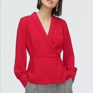 Jcrew Petite drapey faux-wrap top in 365 crepe
